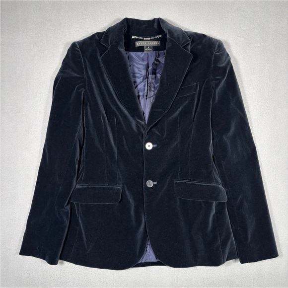 Ralph Lauren Jackets & Blazers - Ralph Lauren Black Label Velvet Jacket Coat Blazer Size 8 Deep Navy Blue